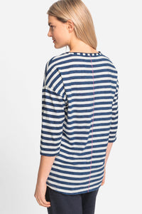 Striped Collarless Zip Front Jacket