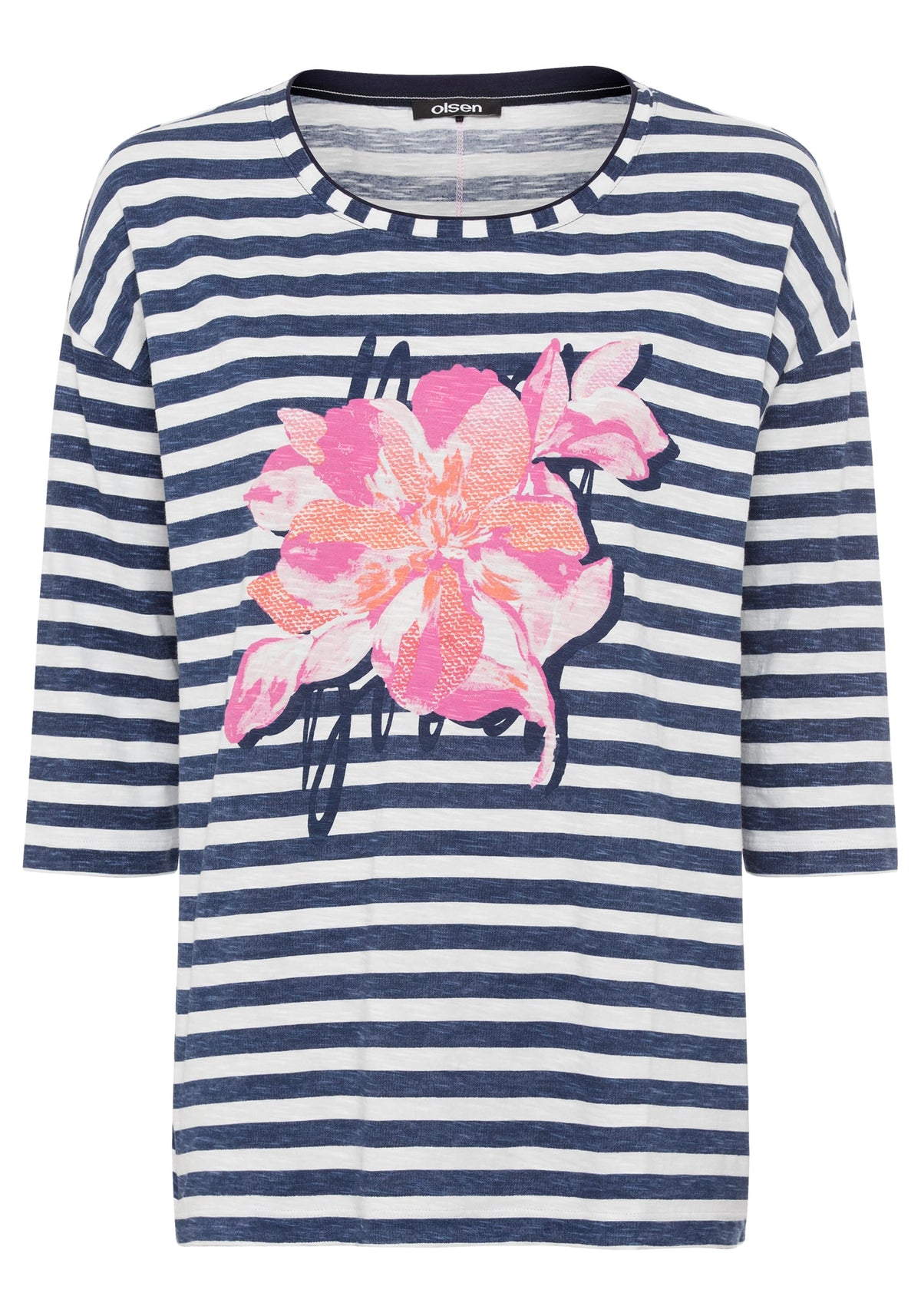 Stripe and Placement Print T-Shirt