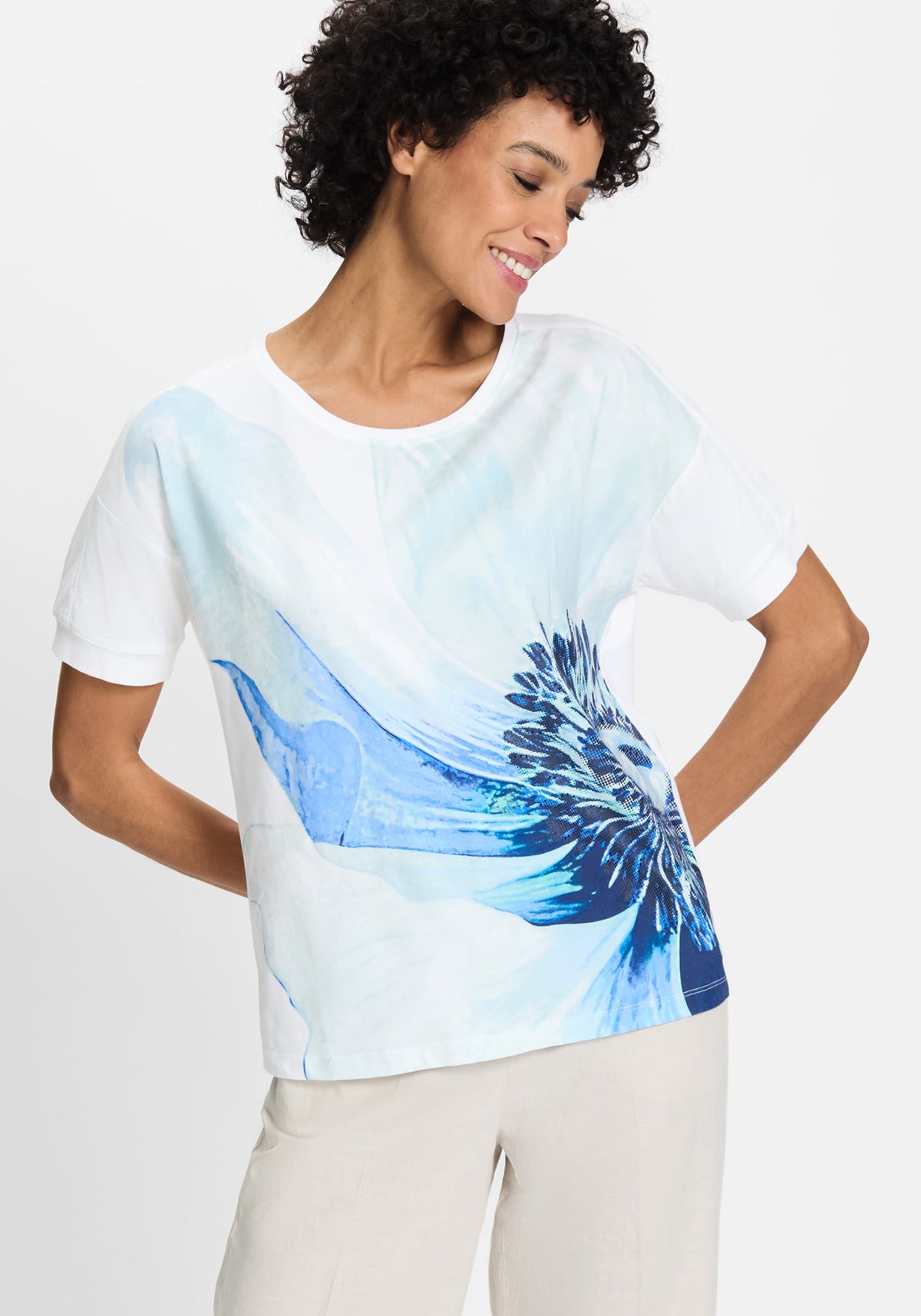 Large Scale Floral Print T-Shirt