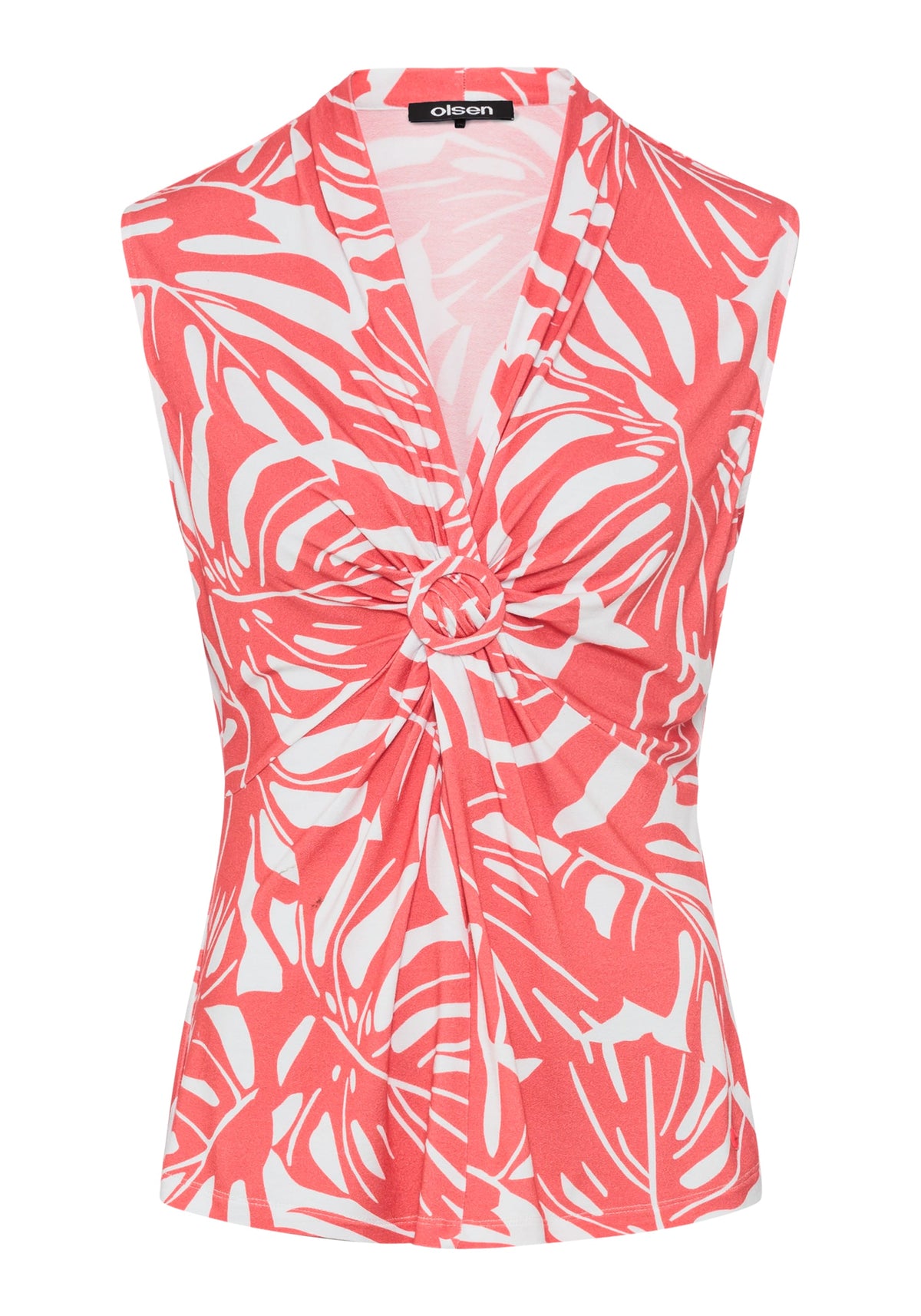 Gathered Front Tropic Print Shell