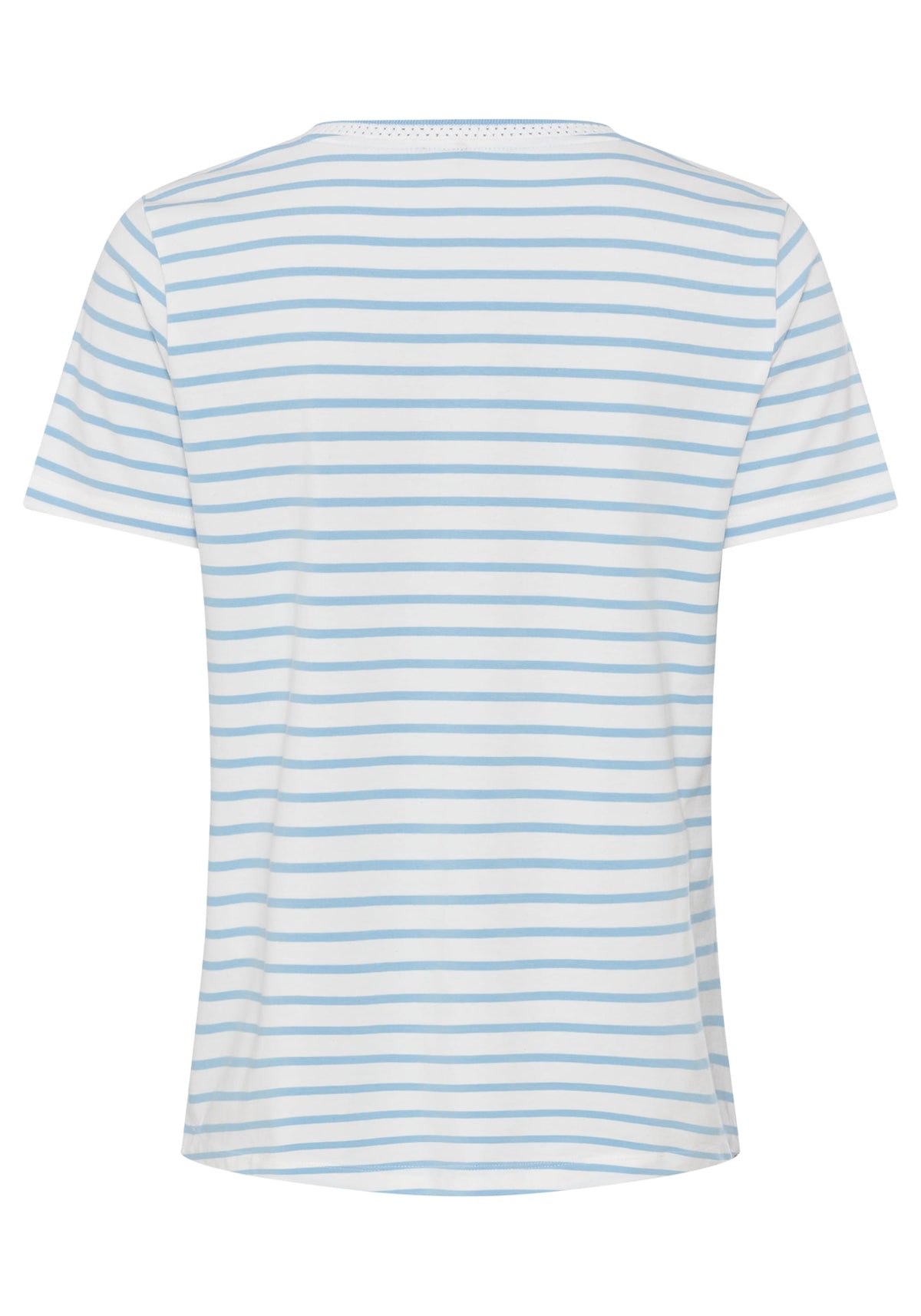 Striped Embroidered Trim V-Neck Tee