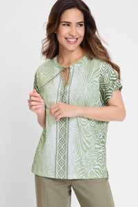 Multi-Print Tie Neck T-Shirt