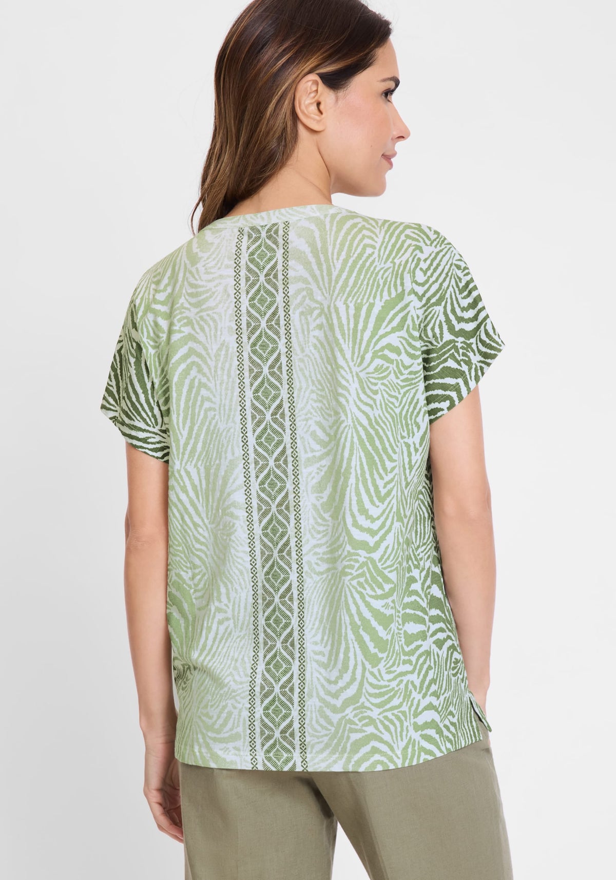Multi-Print Tie Neck T-Shirt