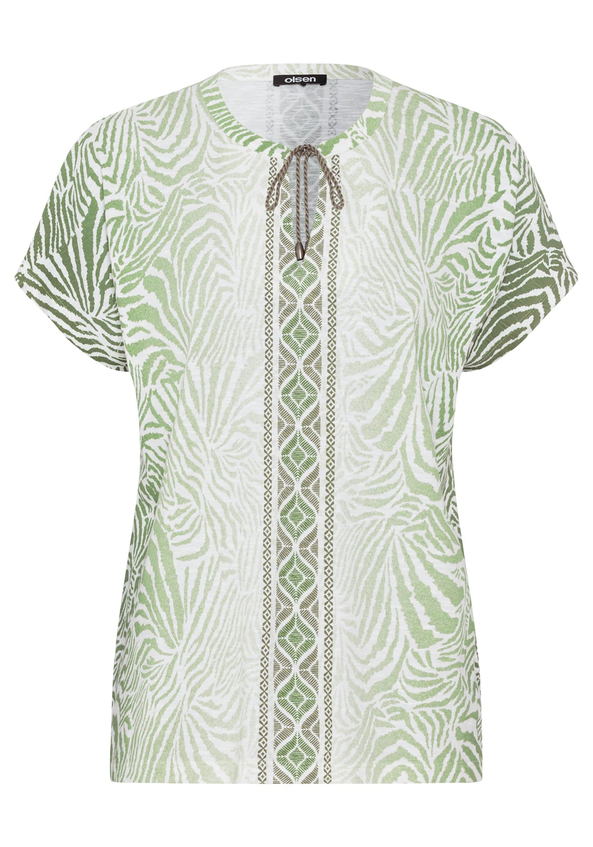 Multi-Print Tie Neck T-Shirt