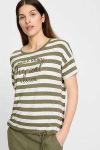 Tee-shirt rayé à imprimé bouffant