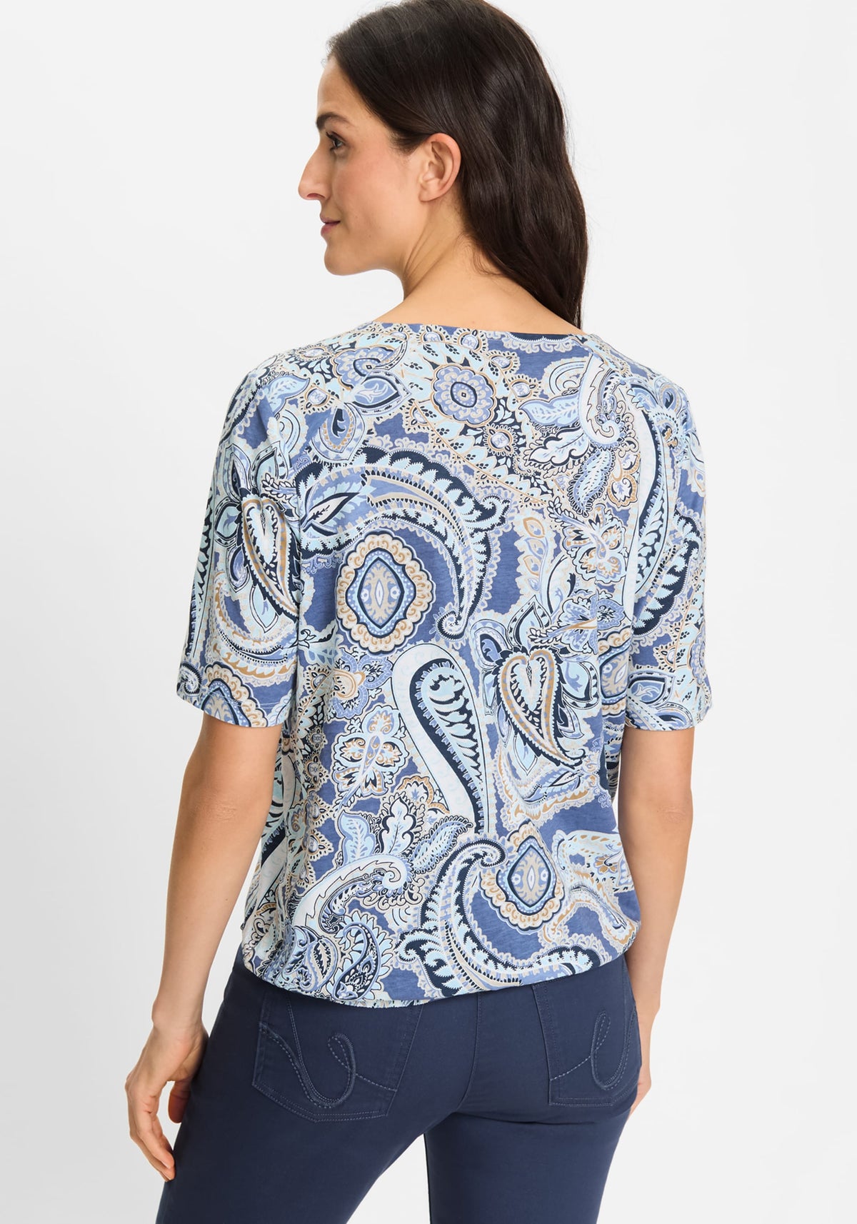 Paisley Split V-Neck T-Shirt