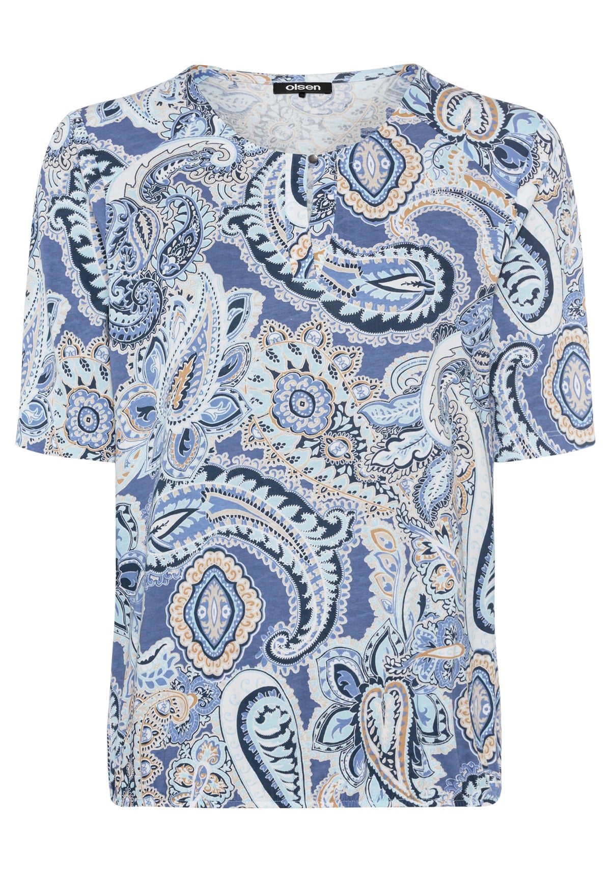 Paisley Split V-Neck T-Shirt