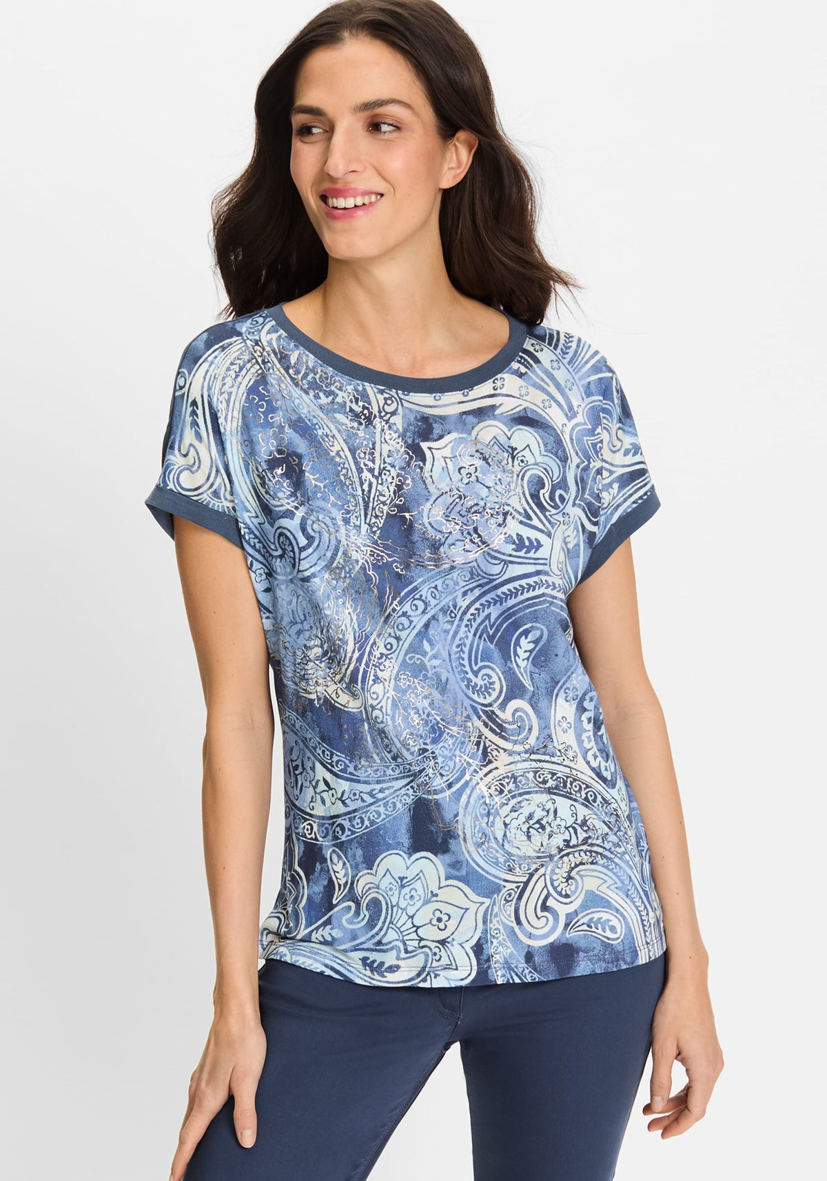 Paisley and Foil Print T-Shirt
