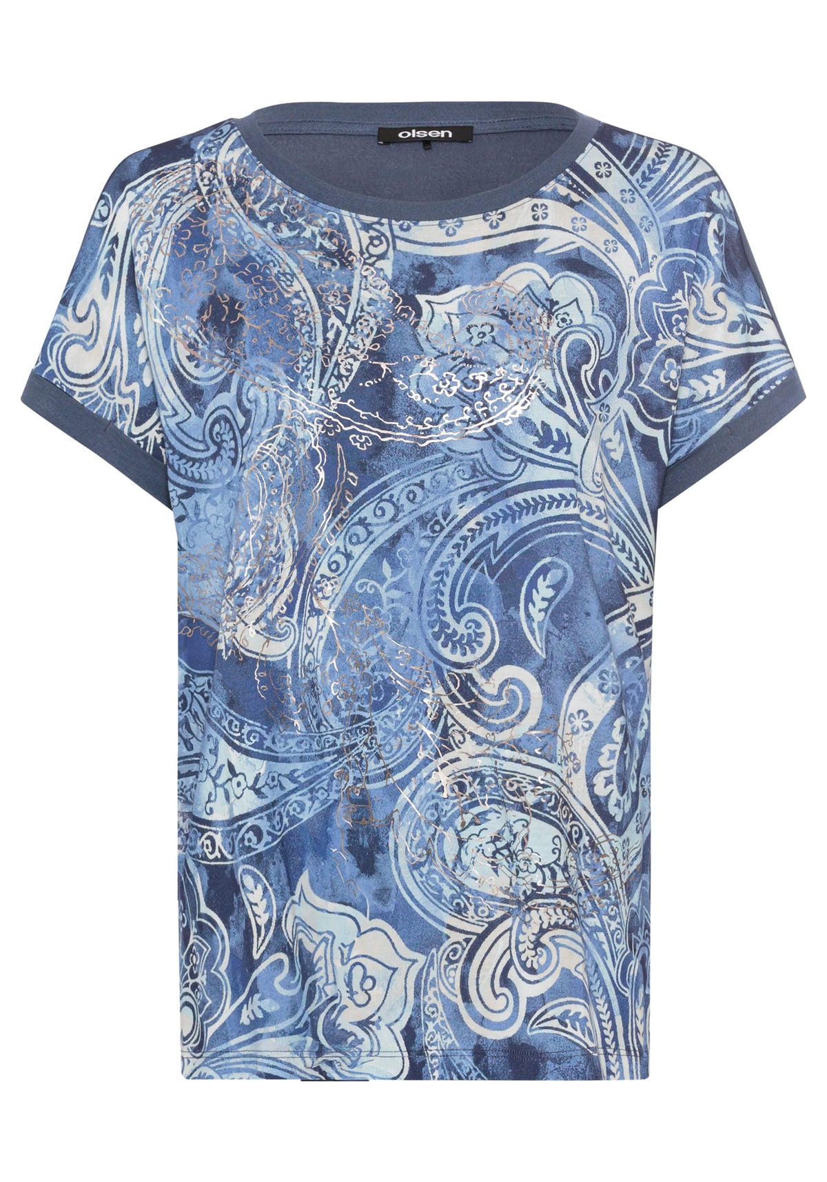 Paisley and Foil Print T-Shirt