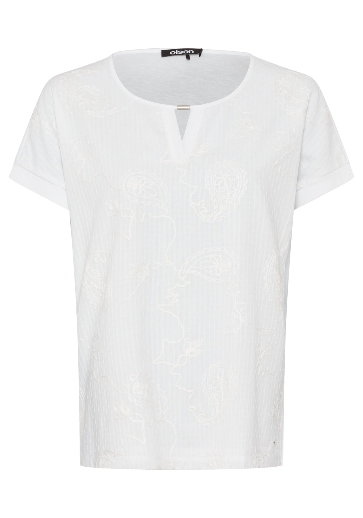 T-shirt brodé en matériaux mixtes