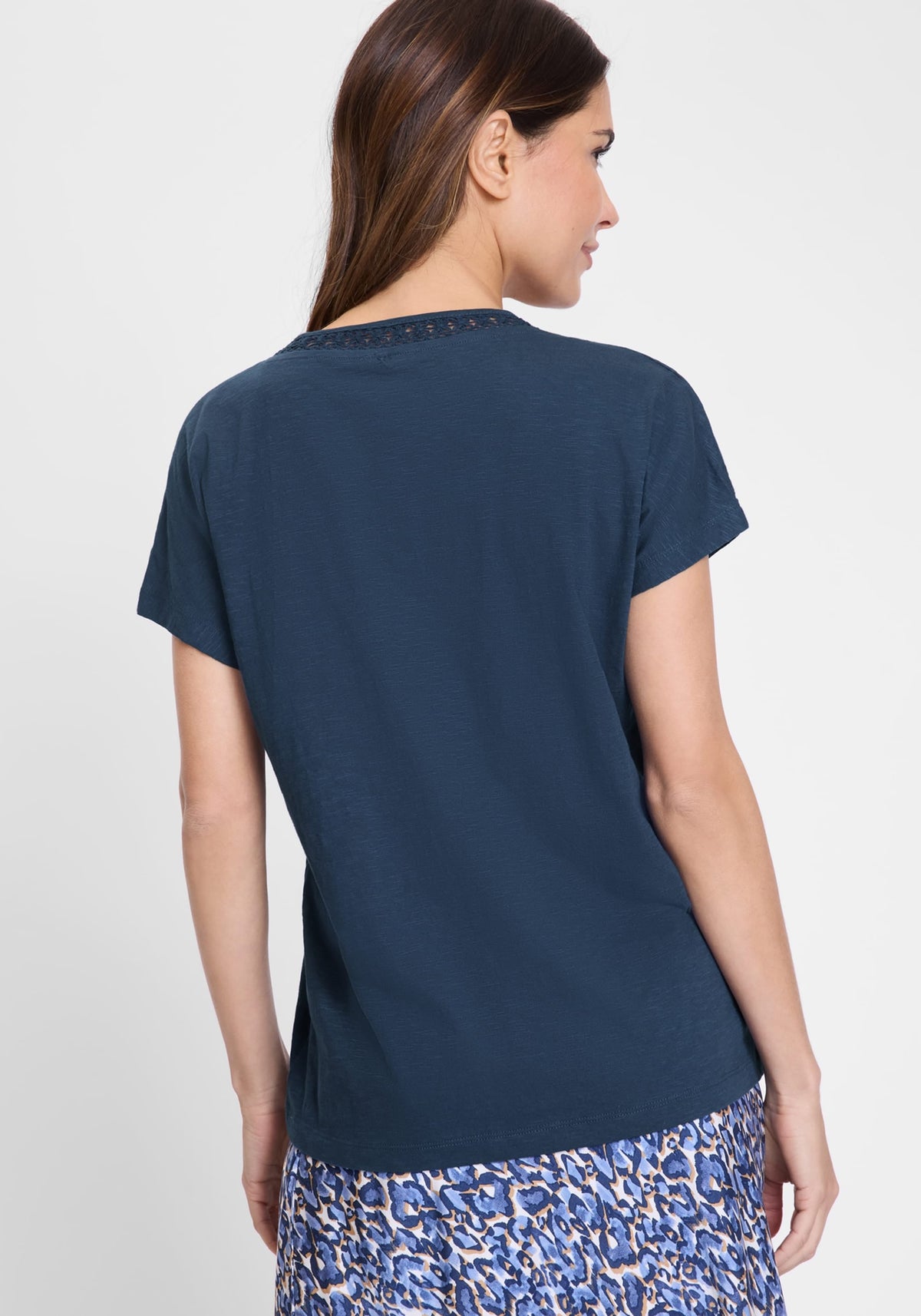 Lace Trim V-Neck T-Shirt