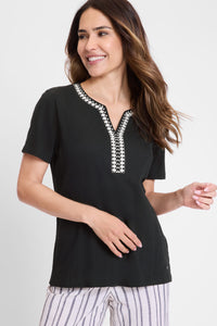 Embroidered Trim T-Shirt