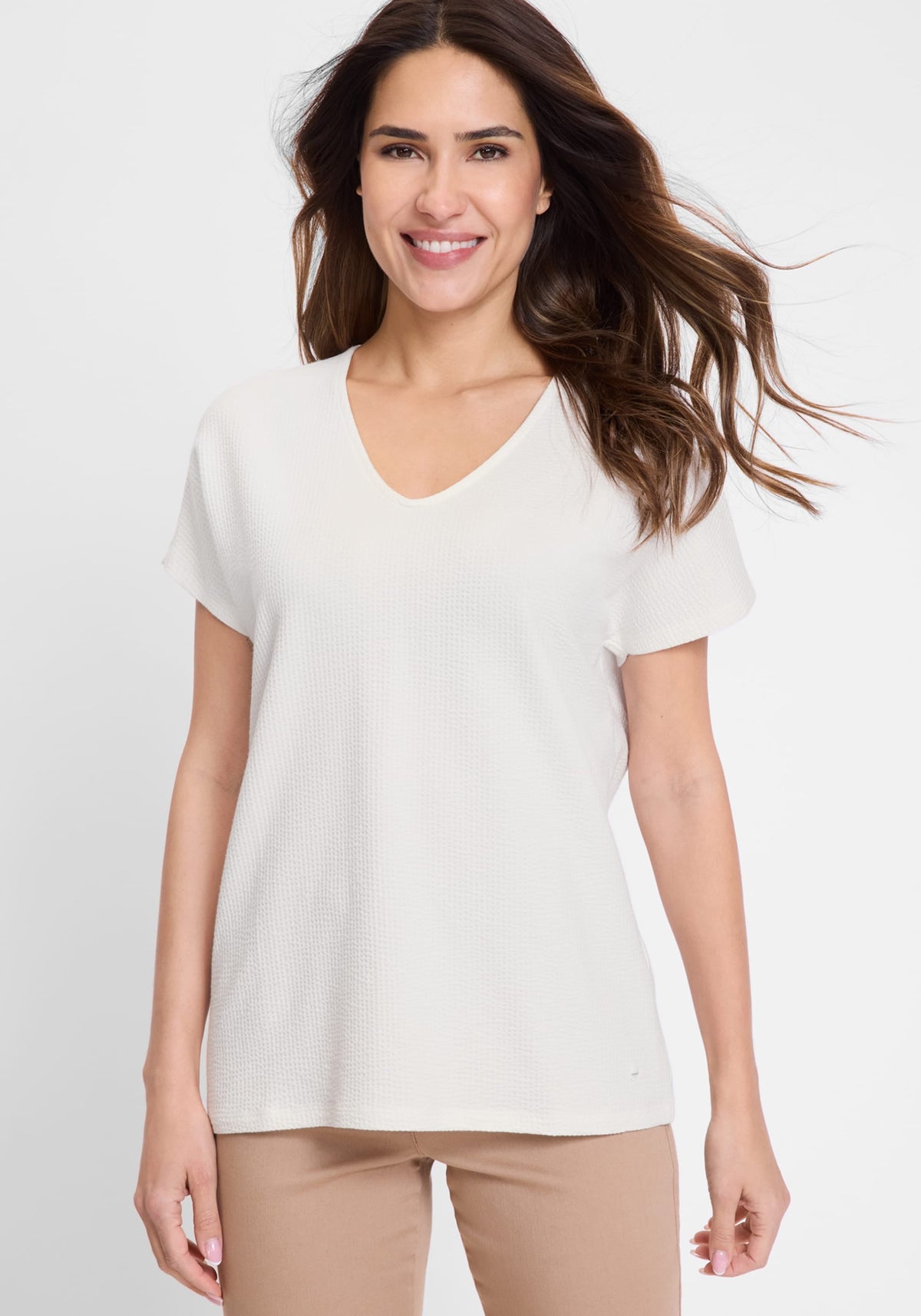 Seersucker V-Neck T-Shirt