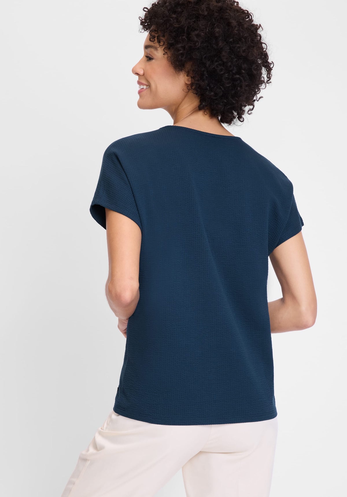 Seersucker V-Neck T-Shirt