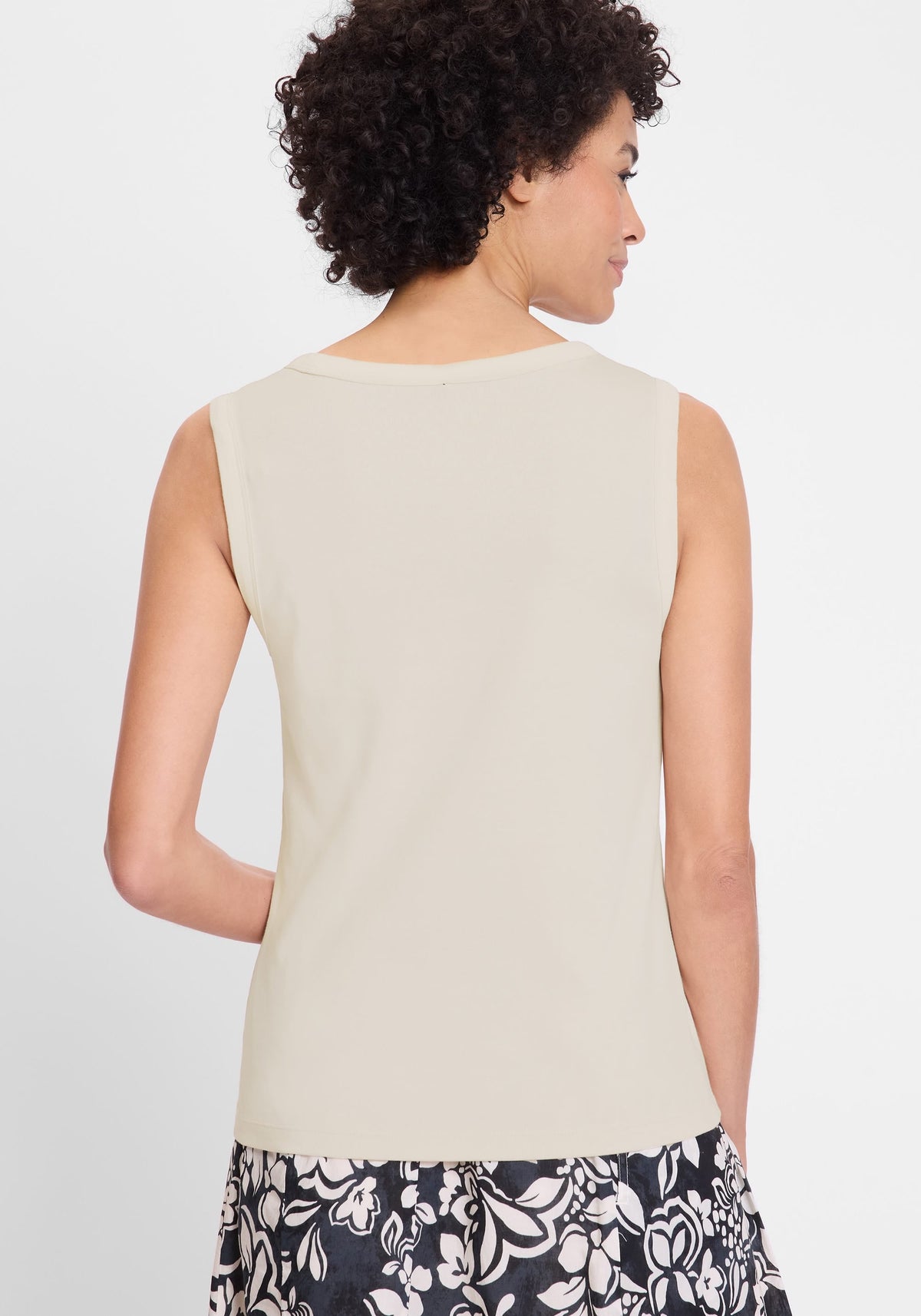 Rounded V-Neck Sleeveless Shell