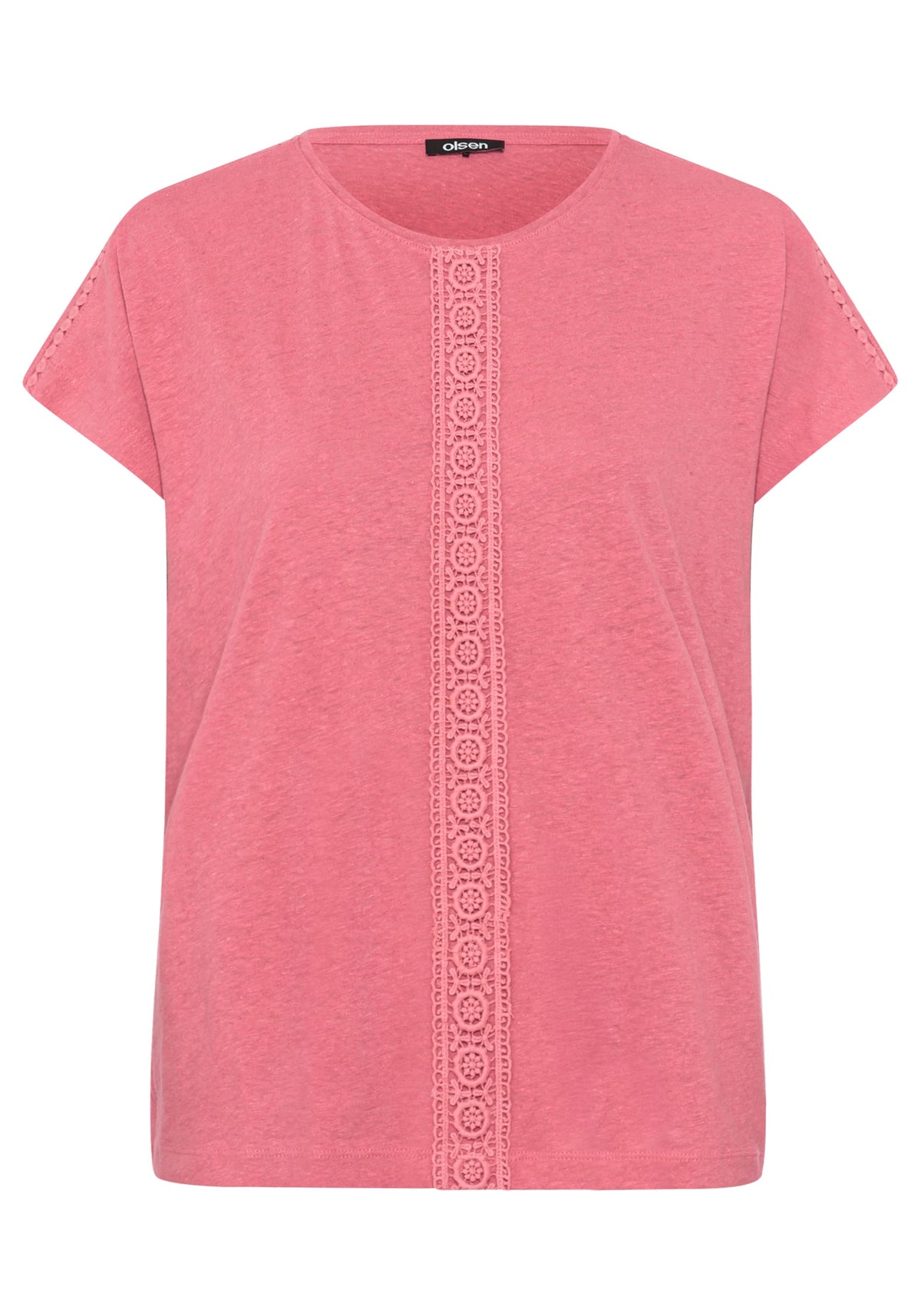 Embroidered Trim Cotton Linen Tee