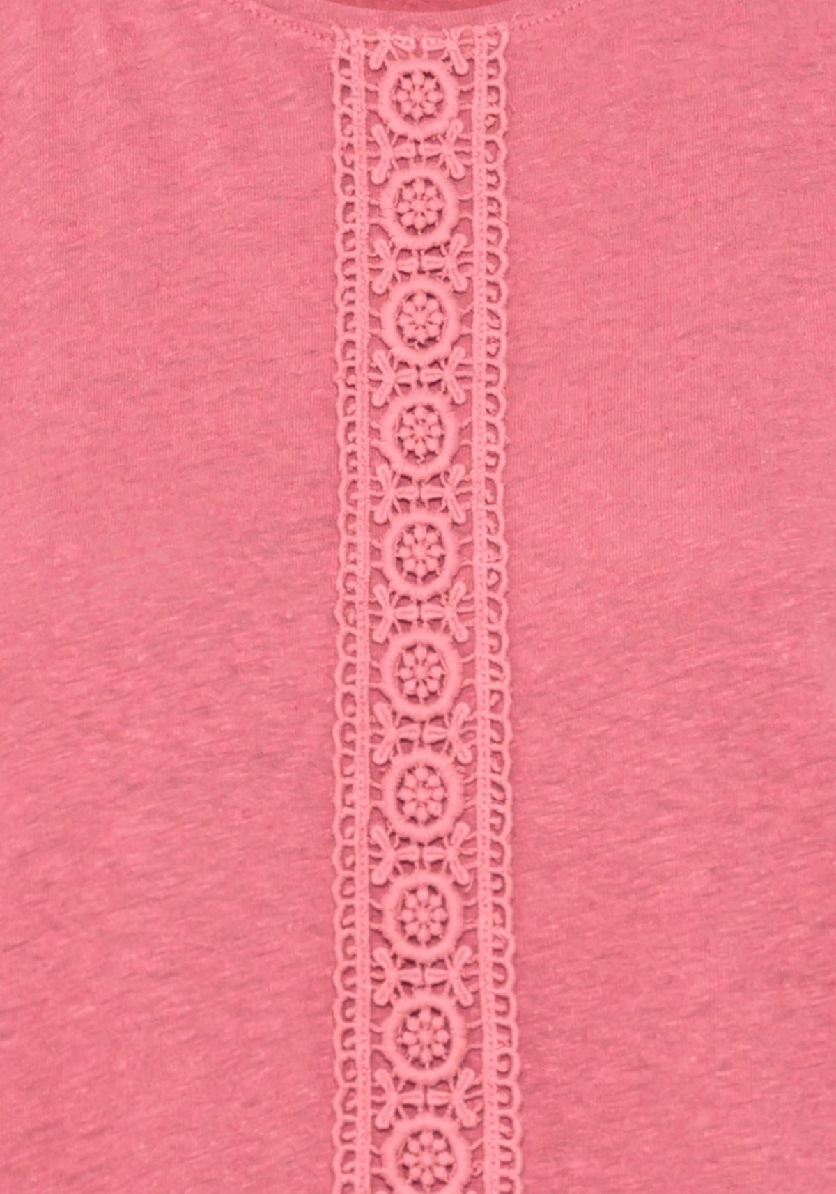 Embroidered Trim Cotton Linen Tee