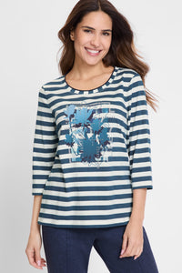 Stripe and Placement Print T-Shirt