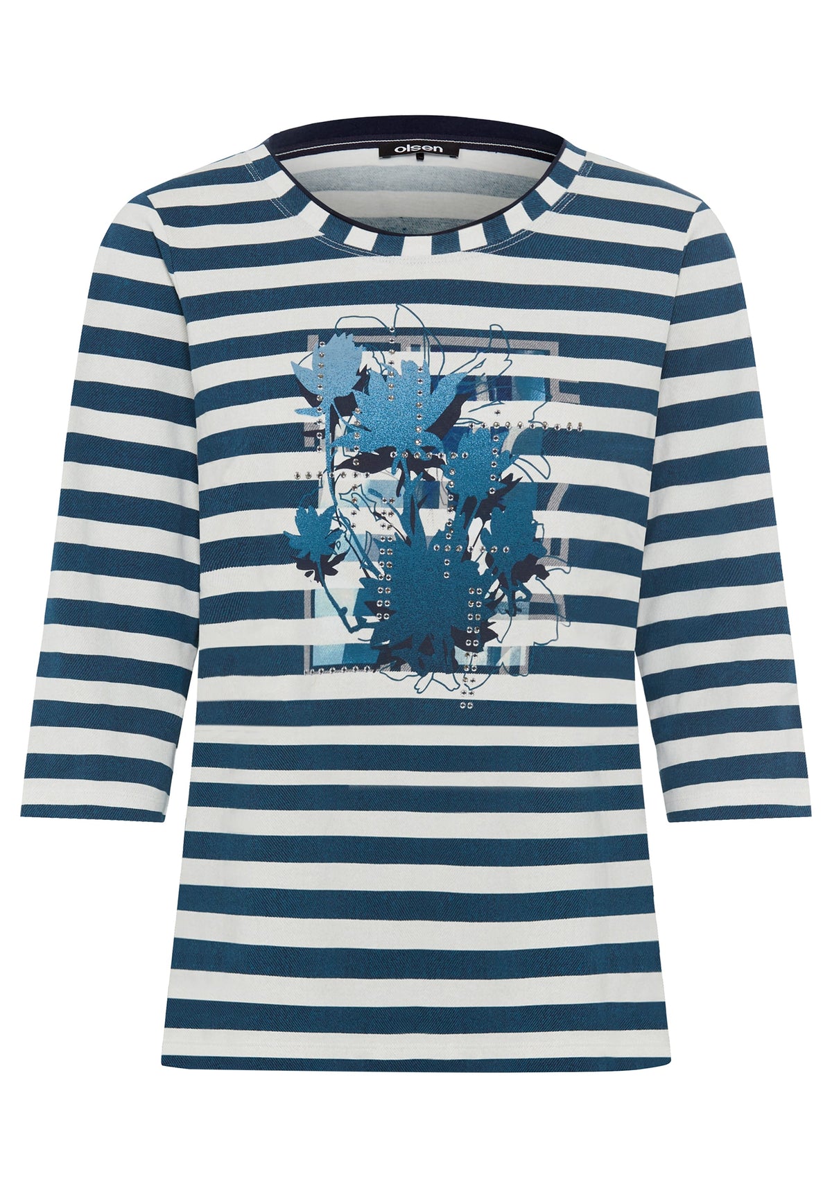 Stripe and Placement Print T-Shirt