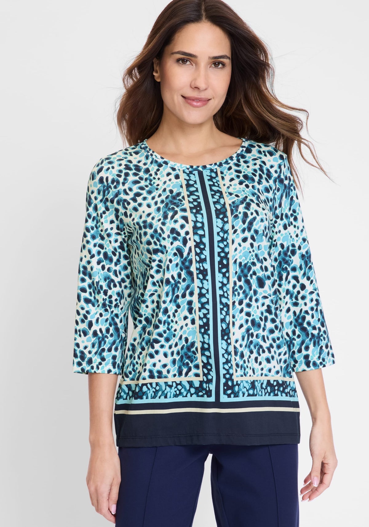 Modern Animal and Border Print T-Shirt