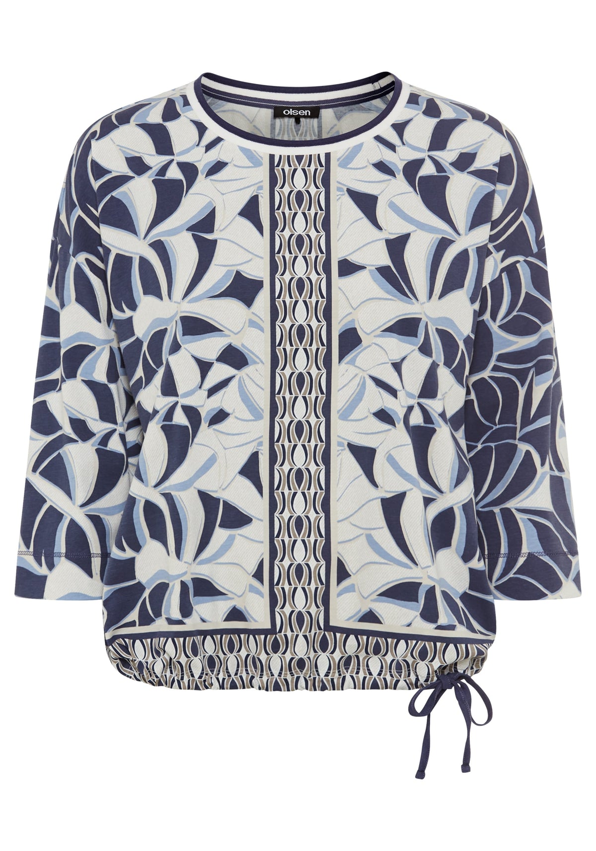 Abstract Leaf &amp; Border Print T-Shirt