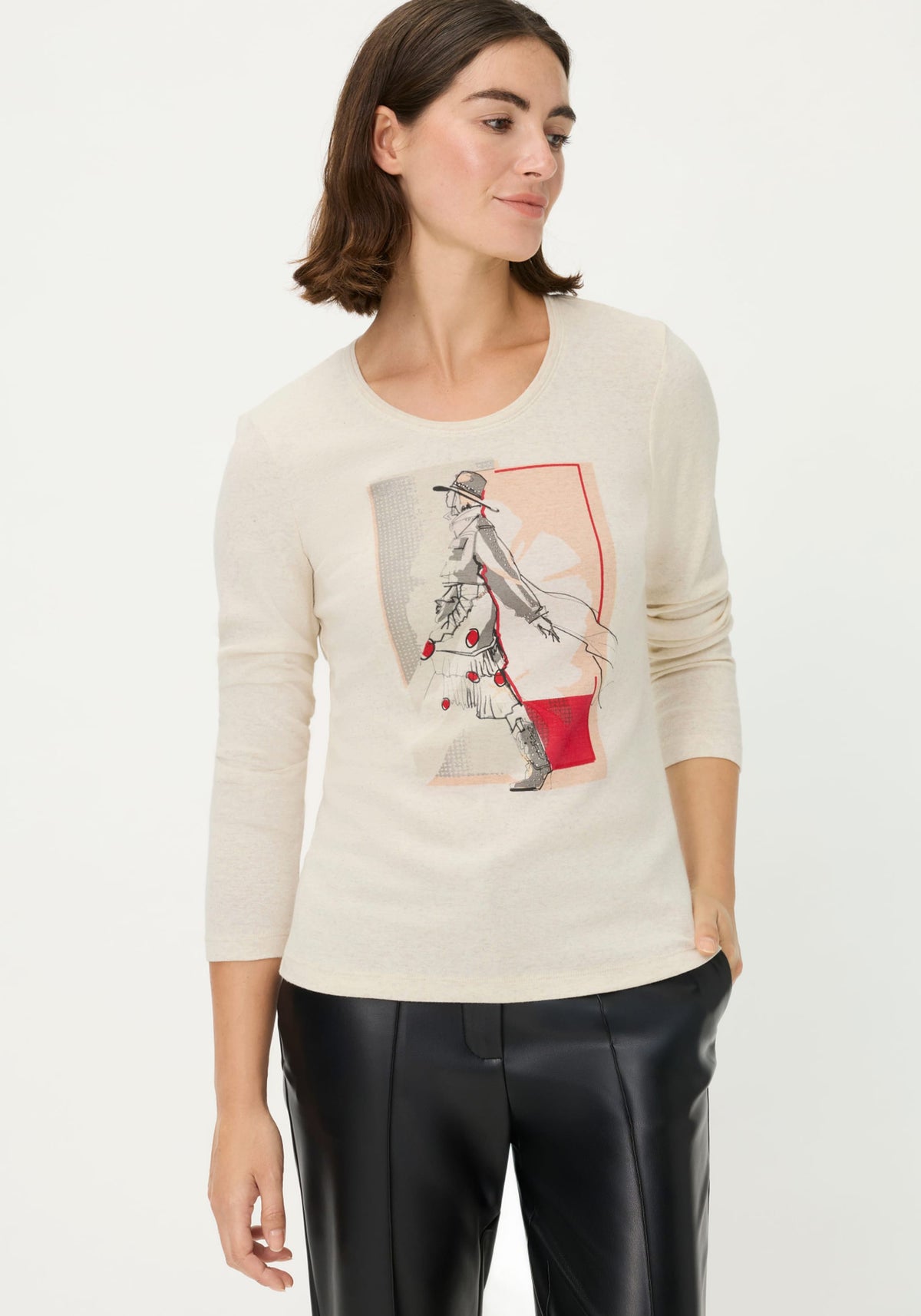 Fashion Girl Placement Print T-Shirt