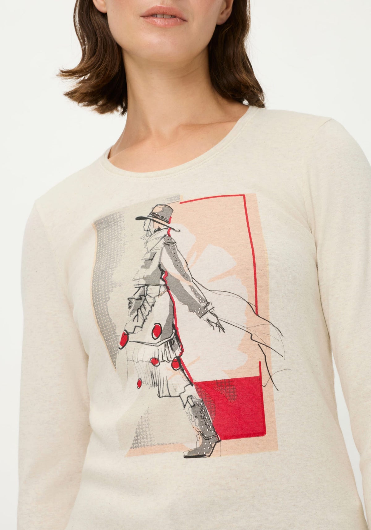 Fashion Girl Placement Print T-Shirt