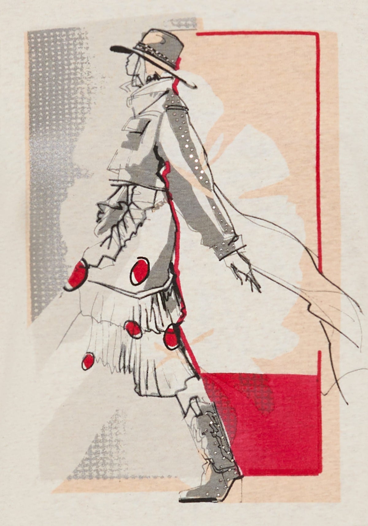 Fashion Girl Placement Print T-Shirt