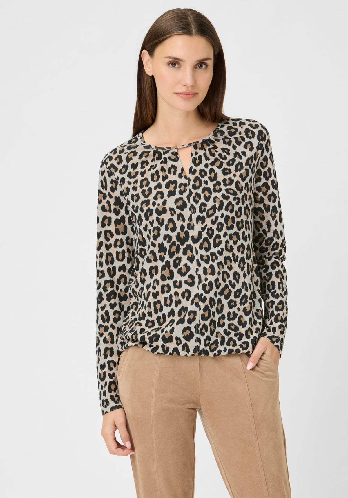 Leopard Keyhole Neck T-Shirt