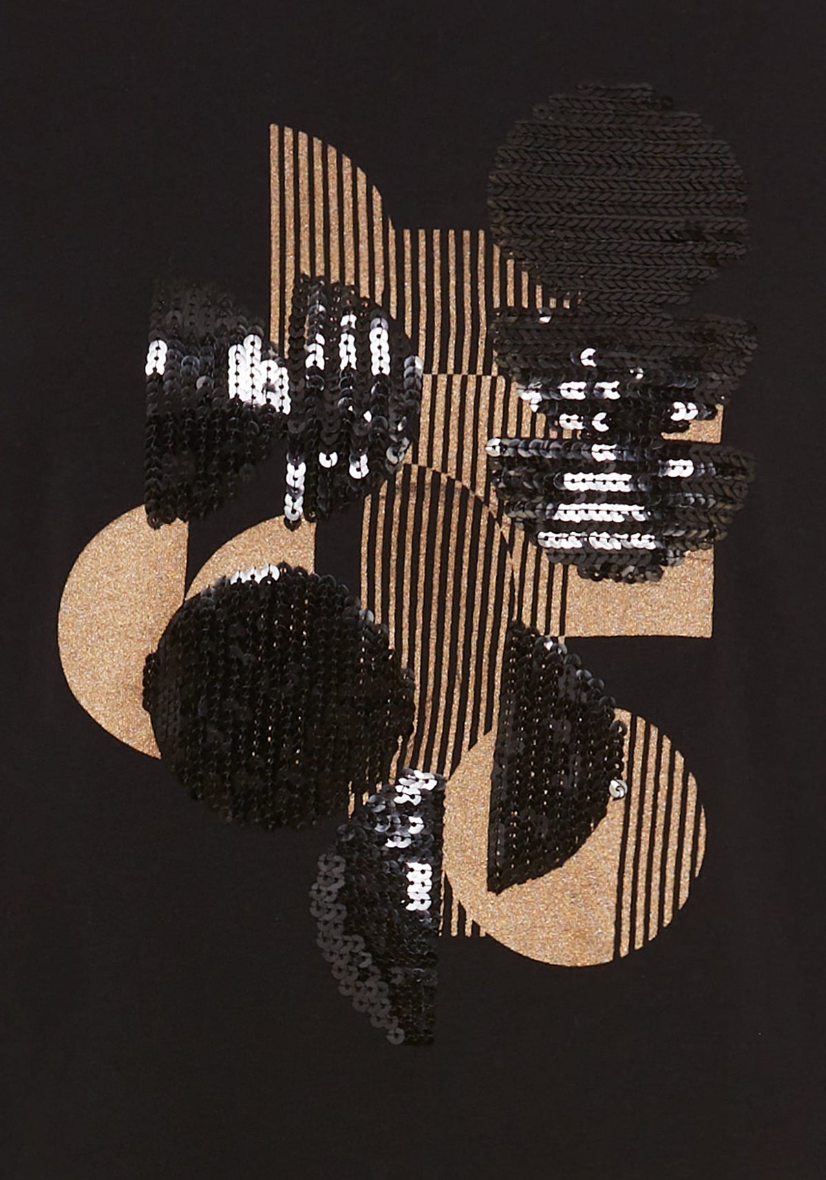 Sequin Embellished Placement Print T-Shirt