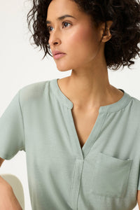 Shimmer Split Neck T-Shirt