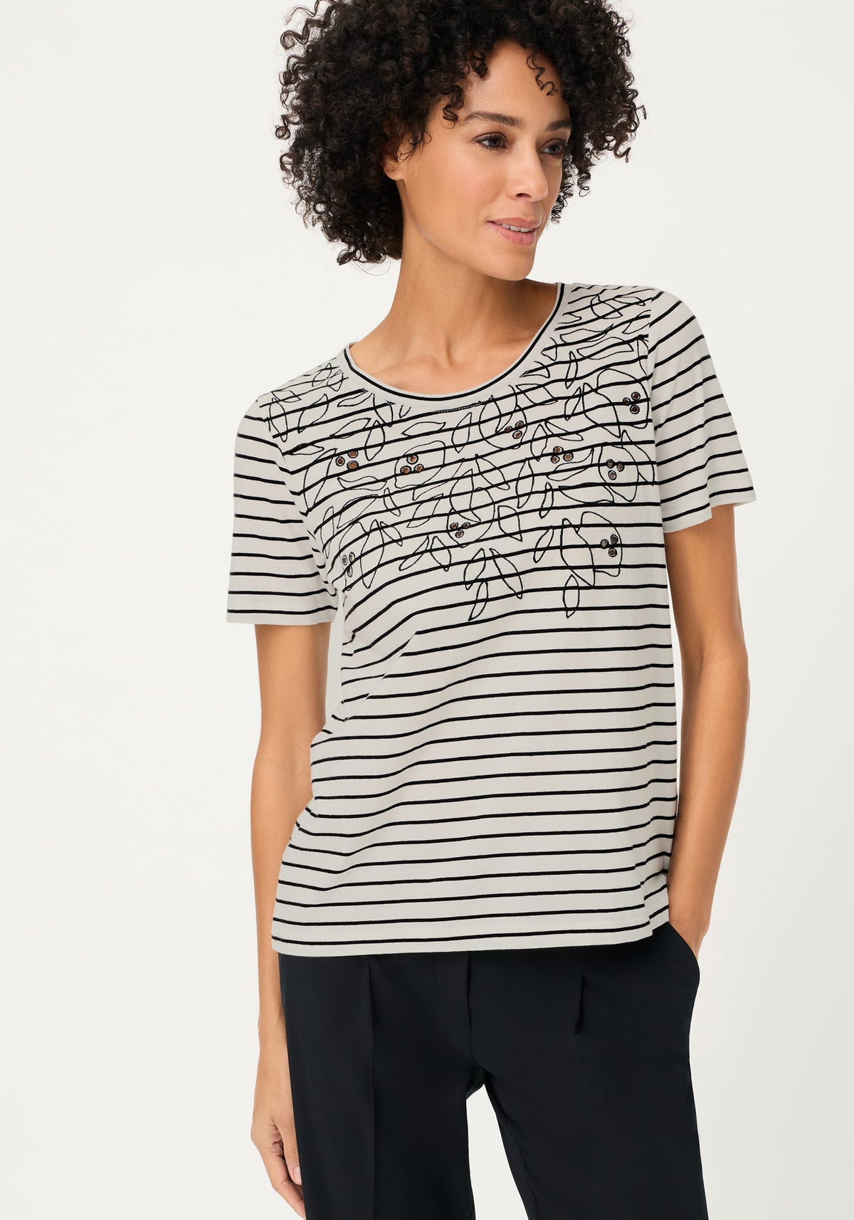 Embrodiered Stripe T-Shirt