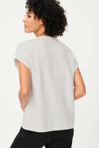 Waffle Knit Button Front T-Shirt