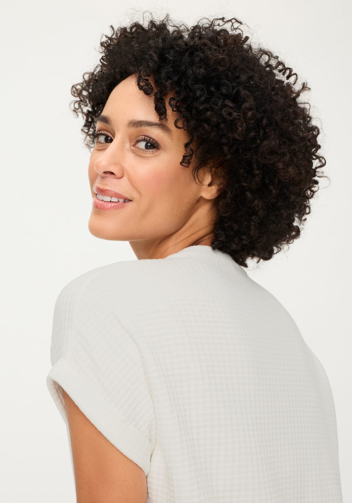 Waffle Knit Button Front T-Shirt