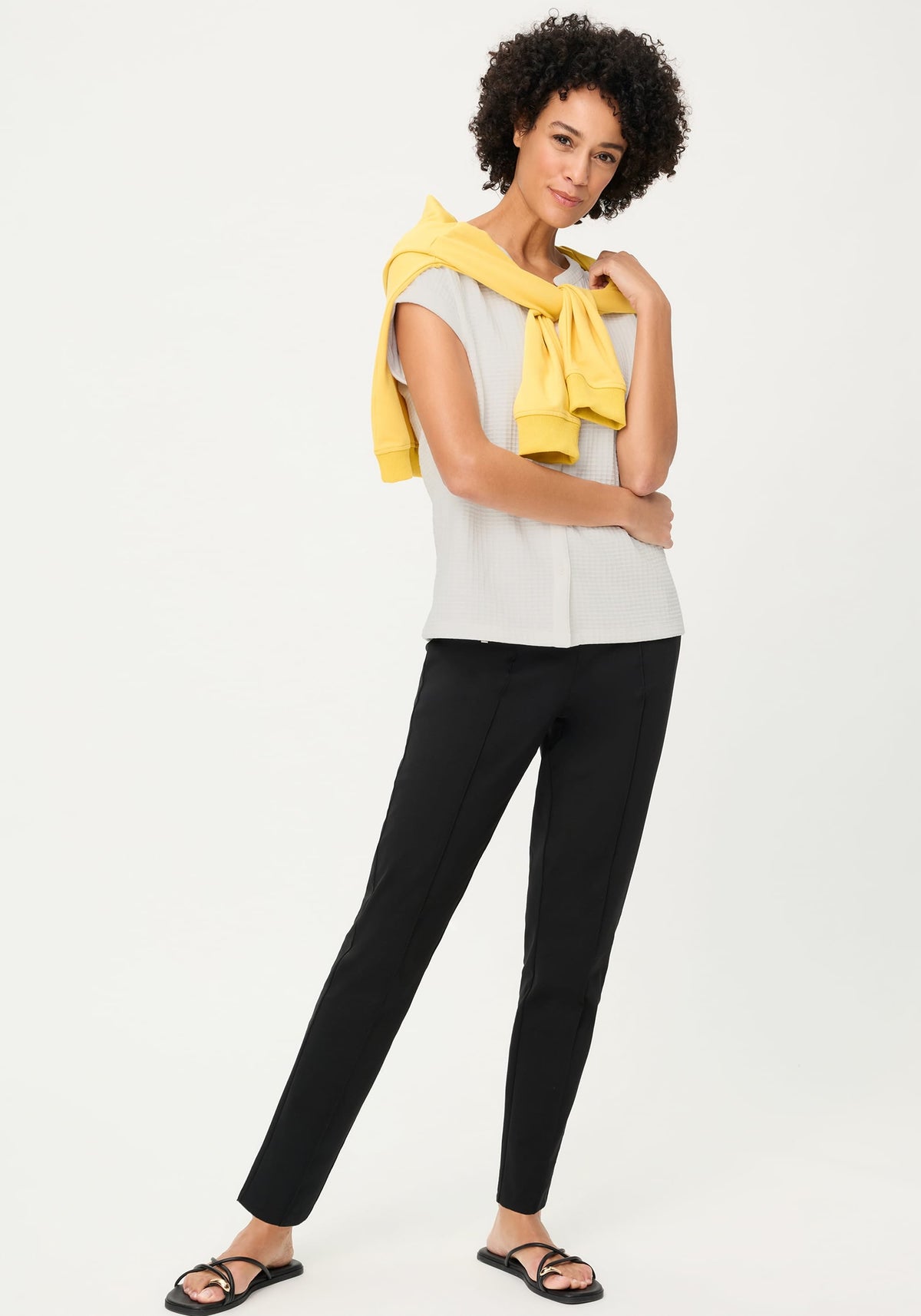 Waffle Knit Button Front T-Shirt