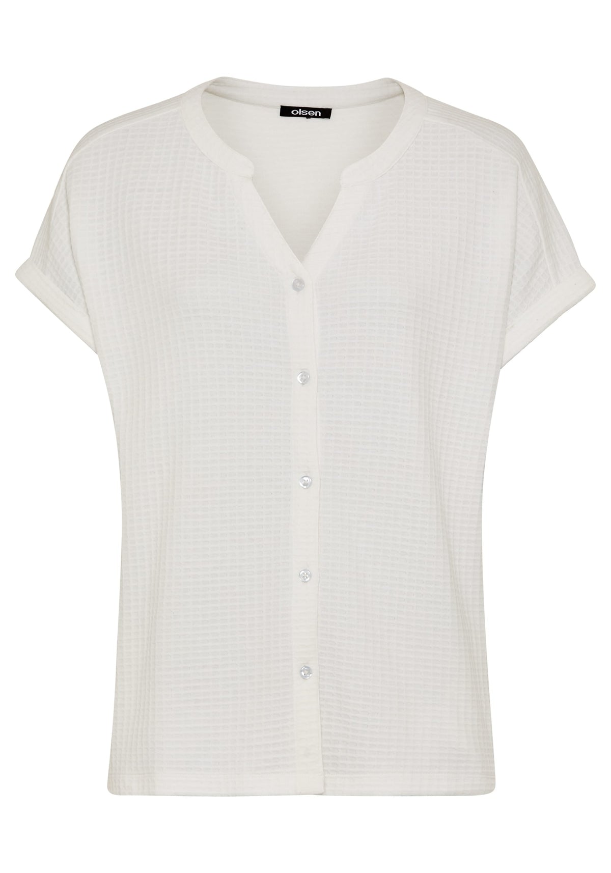 Waffle Knit Button Front T-Shirt