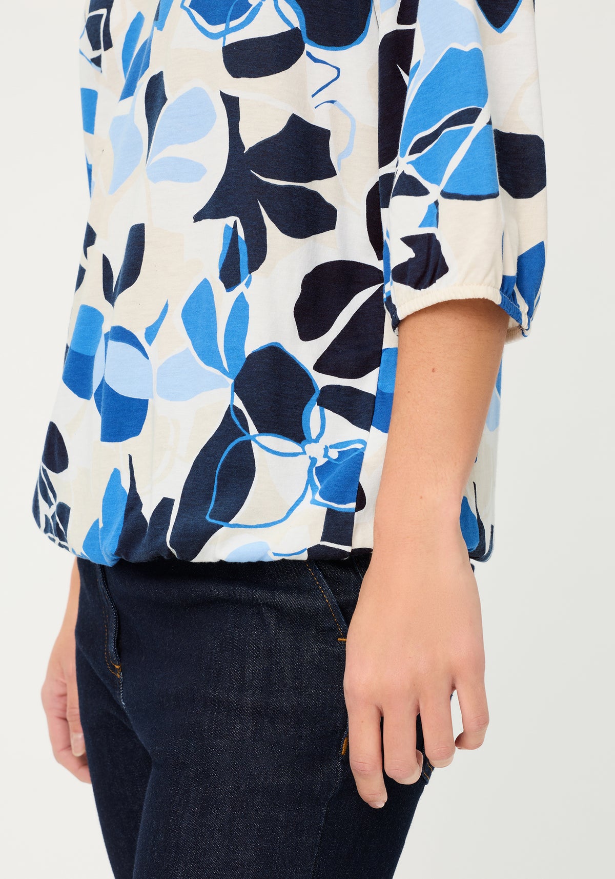 Graphic Floral Split Neck T-Shirt