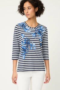 T-shirt à rayures et imprimé floral