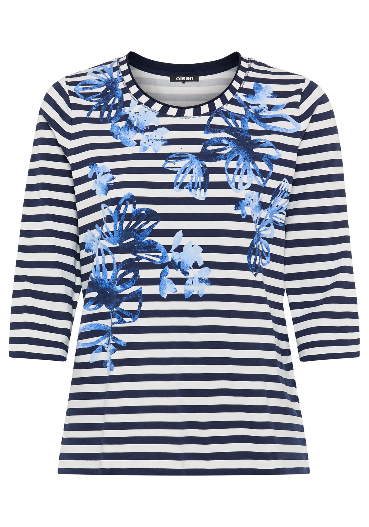 Stripe & Floral Print T-Shirt