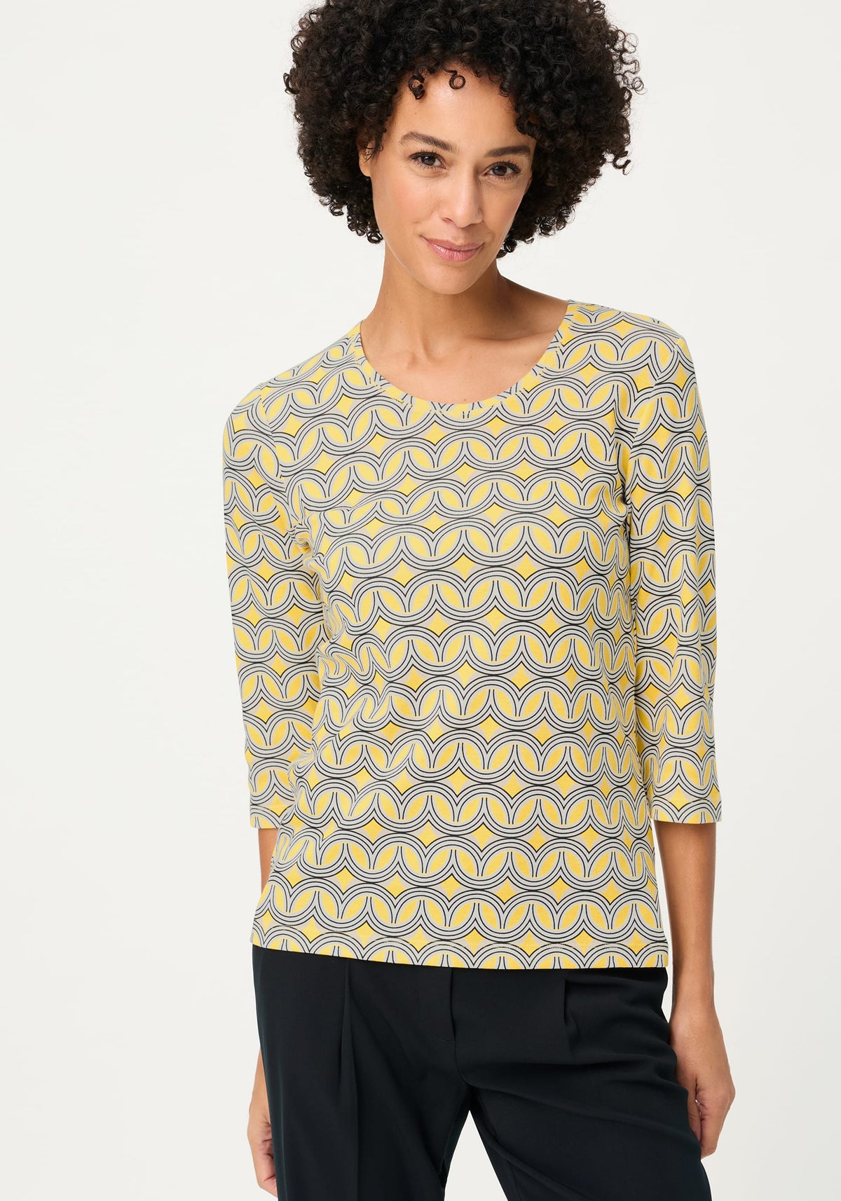 T-shirt à imprimé géométrique rétro