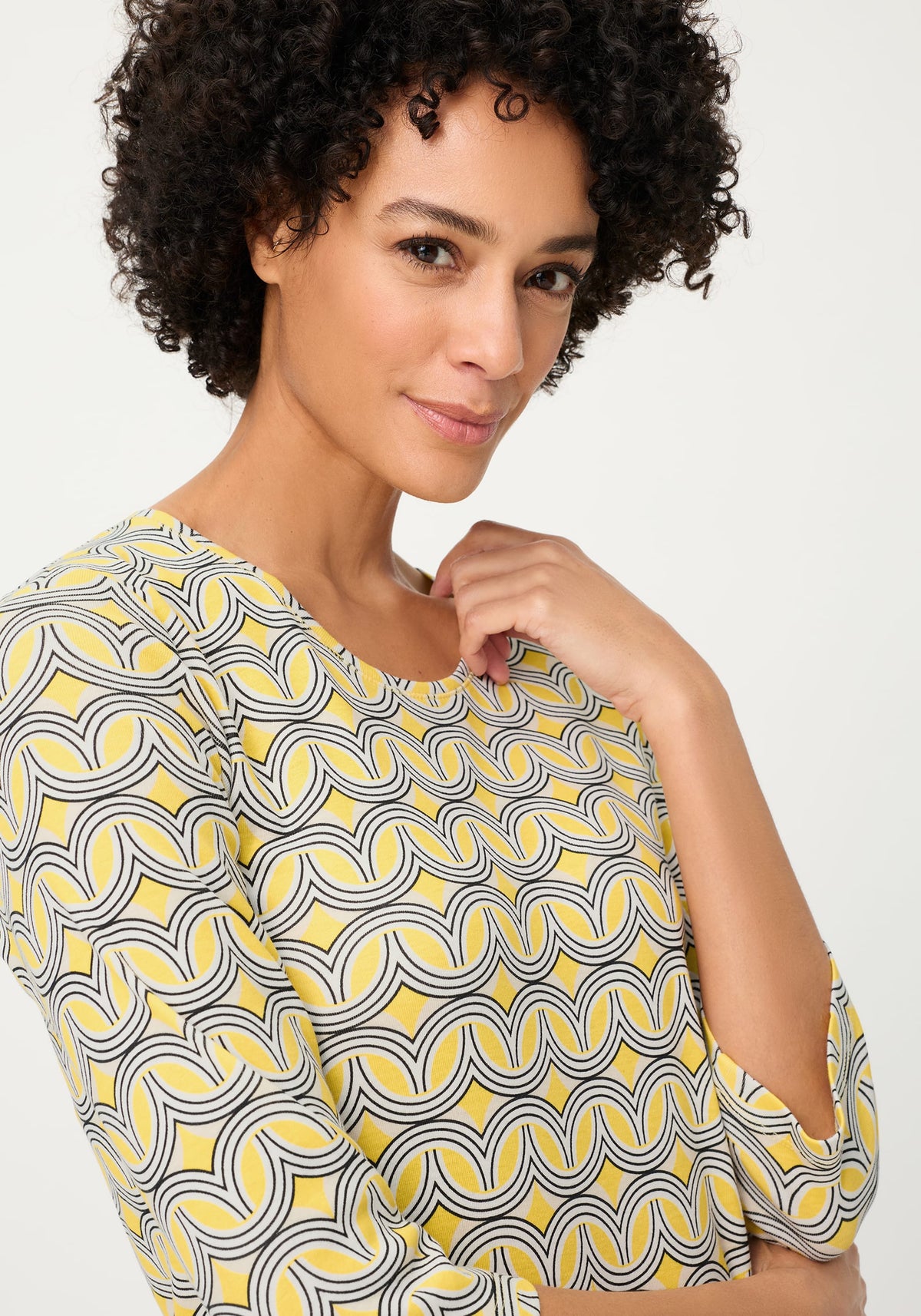 T-shirt à imprimé géométrique rétro