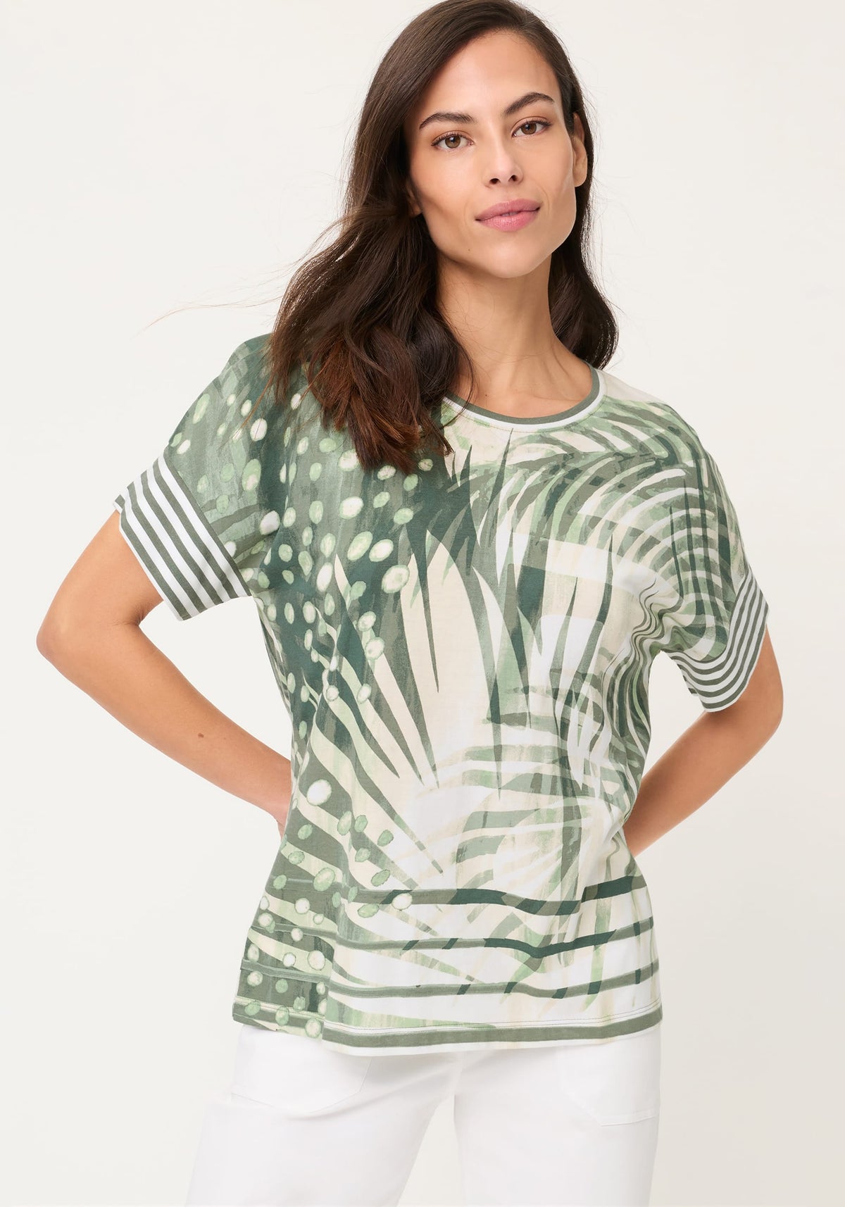 T-shirt à imprimé palmier abstrait