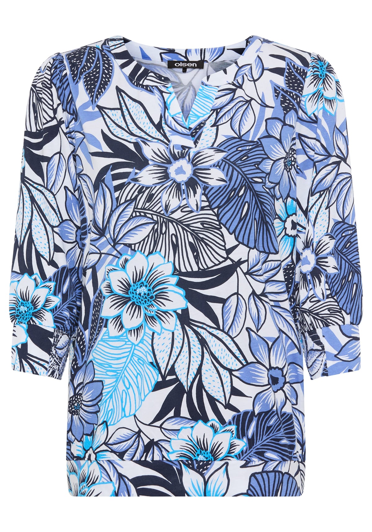 T-shirt à col fendu et motif floral