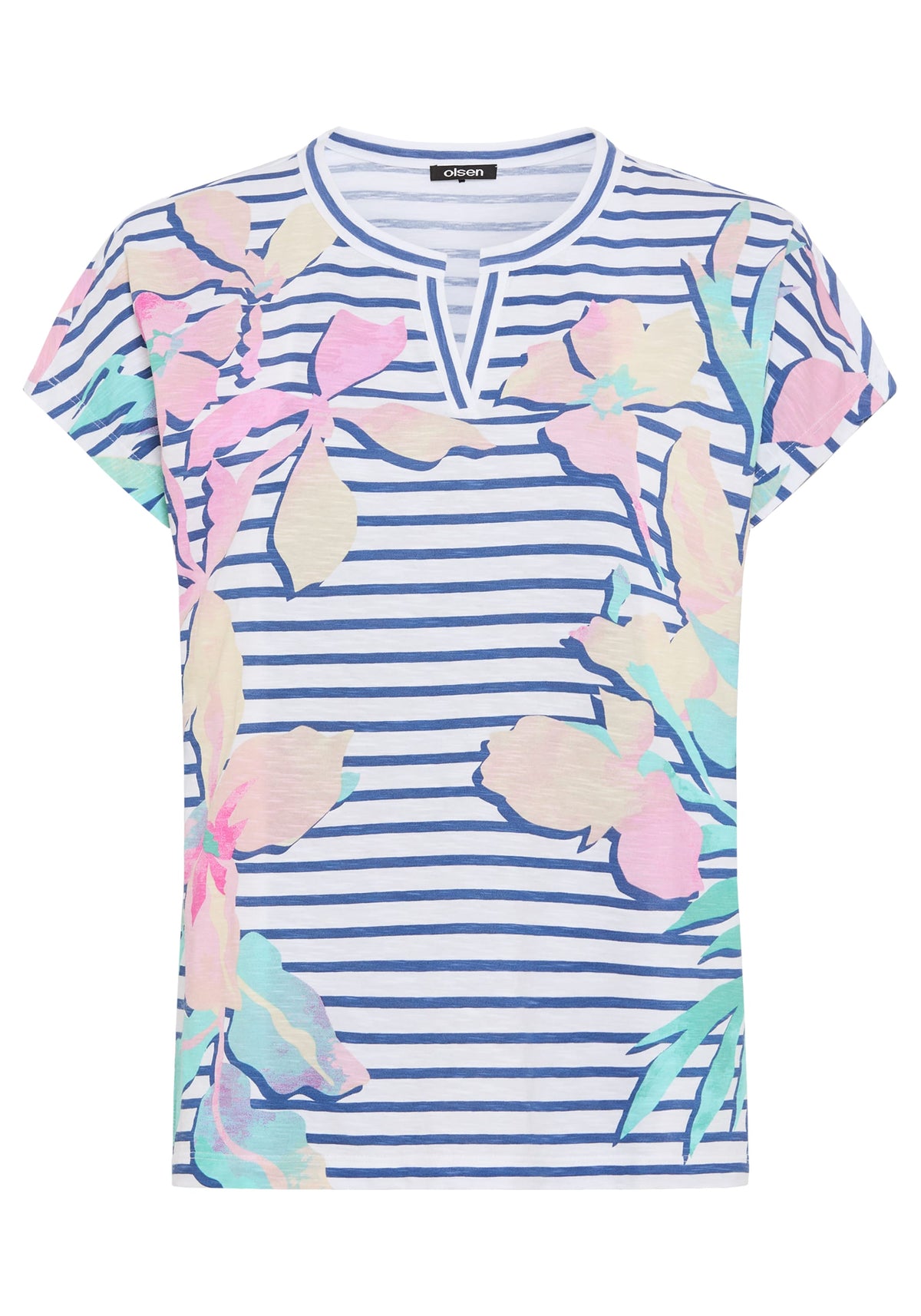 T-shirt à rayures et à motifs floraux