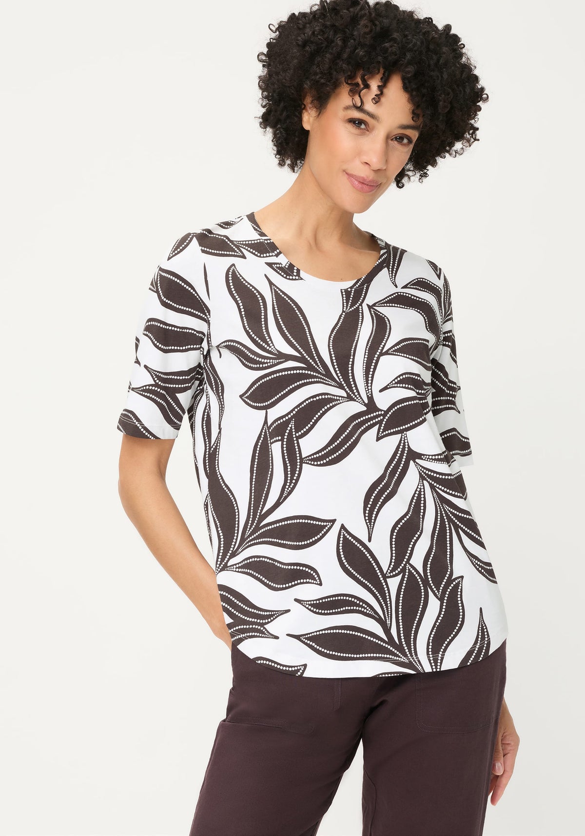 Dotted Leaf Print T-Shirt