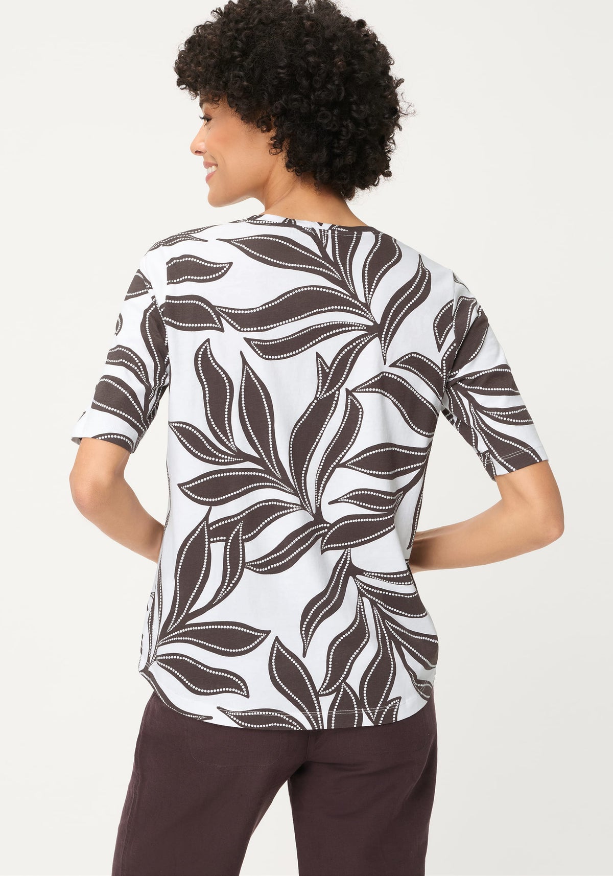 Dotted Leaf Print T-Shirt