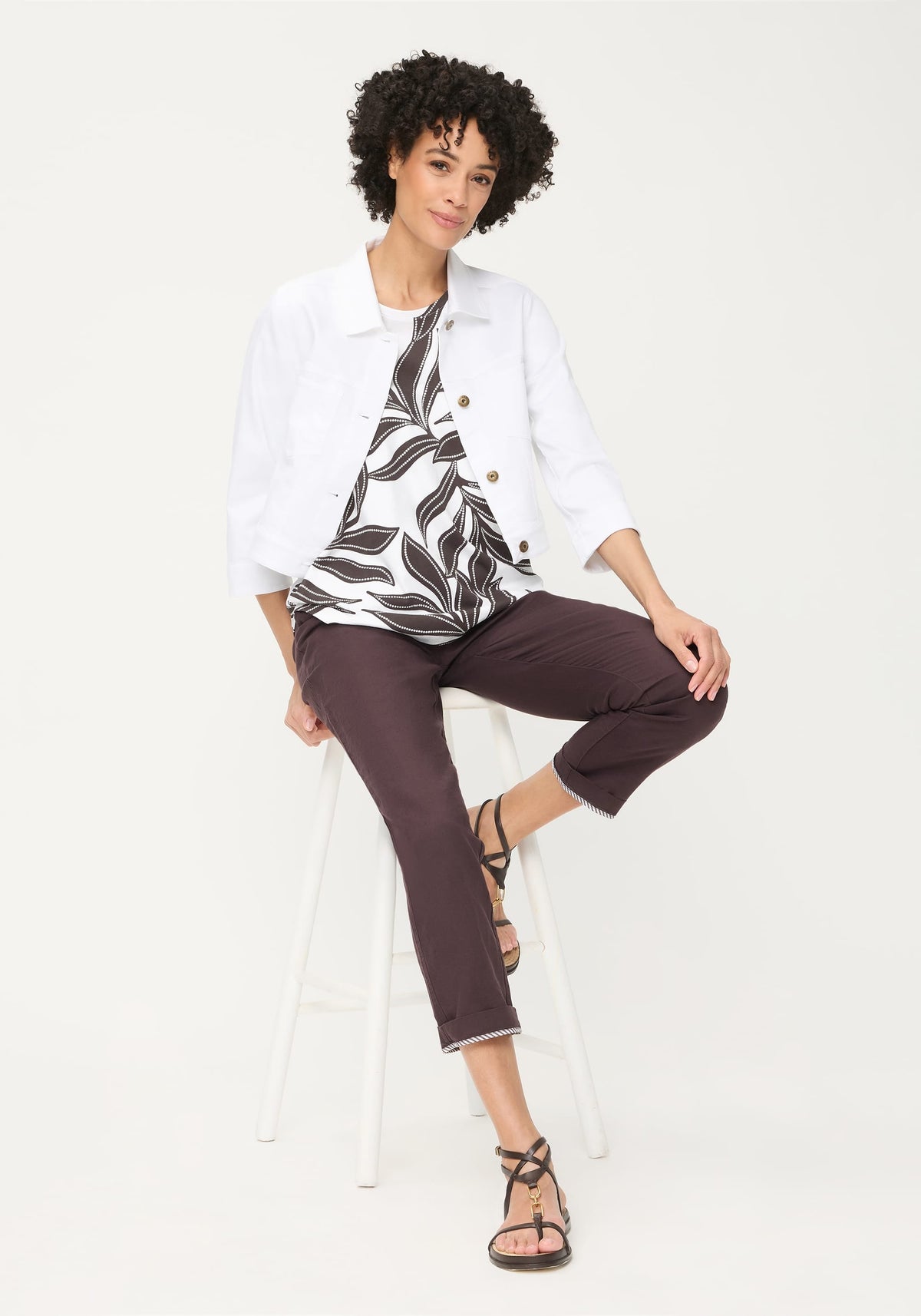 Dotted Leaf Print T-Shirt