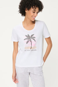 Embroidered Placement Print T-Shirt