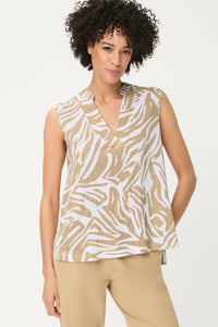 Sleeveless Neo Zebra V-Neck Shell