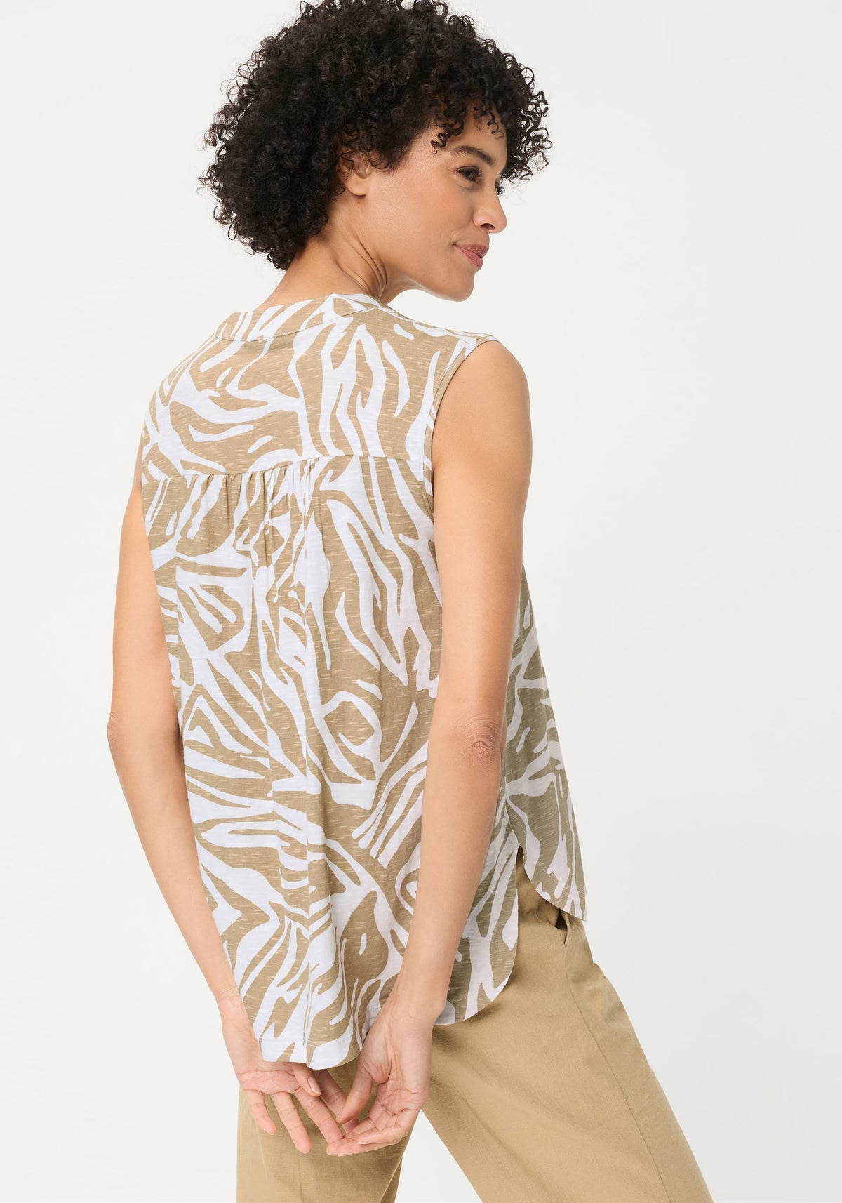 Sleeveless Neo Zebra V-Neck Shell